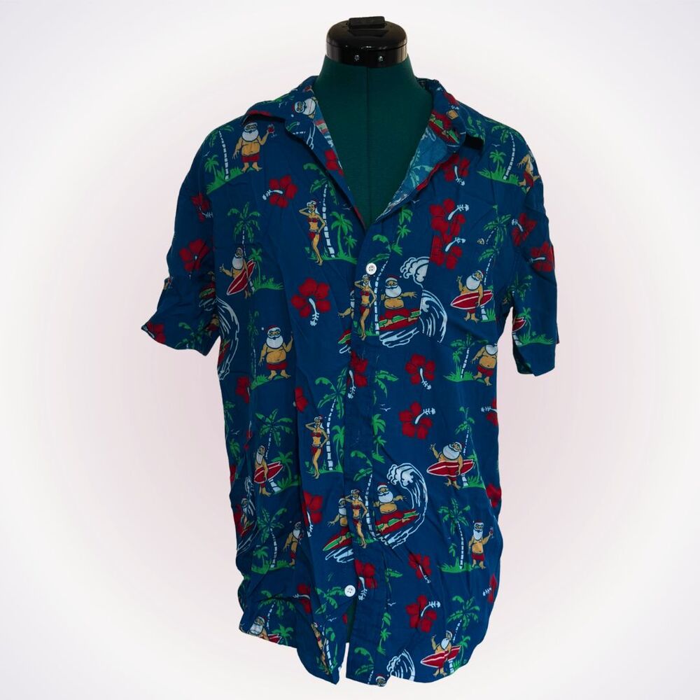 Tipsy Elves Surfing Santa Hawaiian Shirt | Sz M